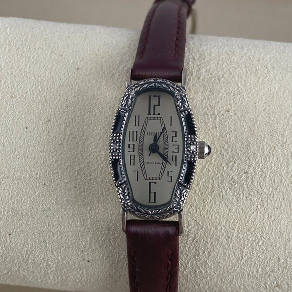 Vintage Western Styled Sterling Silver Ecclissi with Engraved Case Black Enamel - Picture 2 of 7